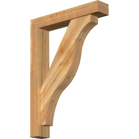 Ekena Millwork Funston Block Rough Sawn Bracket w/ Offset Brace, Western Red Cedar, 6"W x 32"D x 44"H BKT0604X32X44FST05RWR